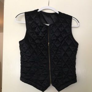 Quilted Black Satin Vest